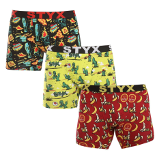 3PACK férfi boxeralsó Styx hosszú art sportos gumipánt többszínben (3UN13198) XL