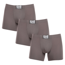 3PACK férfi boxeralsó Styx hosszú klasszikus gumipánt sötétszürke (3F1063) M férfi alsó