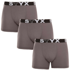  3PACK férfi boxeralsó Styx hosszú sportos gumipánt sötétszürke (3U1063) L férfi alsó