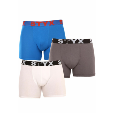  3PACK férfi boxeralsó Styx hosszú sportos gumipánt többszínű (3U10137) XL