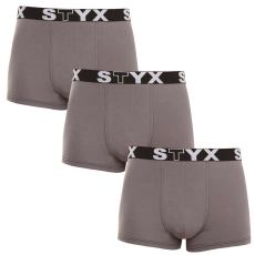  3PACK férfi boxeralsó Styx sportos gumipánt nagyméretű sötét szürke (R10636363) 3XL