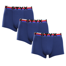 3PACK férfi boxeralsó Styx sportos gumipánt sötétkék trikolor (3G1968) L férfi alsó
