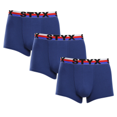  3PACK férfi boxeralsó Styx sportos gumipánt sötétkék trikolor (3G1968) XXL