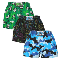  3PACK gyermek bő szárú boxeralsók Styx art klasszikus gumipánt többszínű (3J18023) 9-11 éves