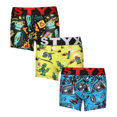  3PACK gyermek boxeralsók Styx art sportos gumipánt többszínben (3GJ13188) 9-11 éves