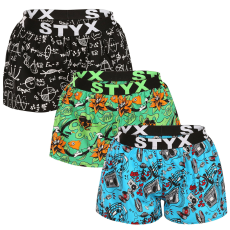  3PACK női bő szárú boxeralsók Styx art sportos gumipánt többszínű (3T15782) S