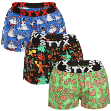  3PACK női bő szárú boxeralsók Styx art sportos gumipánt többszínű (3T17134) M