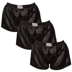  3PACK női bő szárú boxeralsók Styx klasszikus gumipánt szatén fekete (3L0960) 3XL