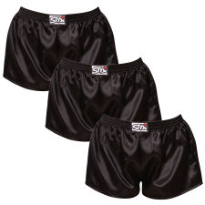 3PACK női bő szárú boxeralsók Styx klasszikus gumipánt szatén fekete (3L0960) S női alsó