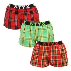  3PACK női bő szárú boxeralsók Styx sportos gumipánt többszínű (3T100314) L