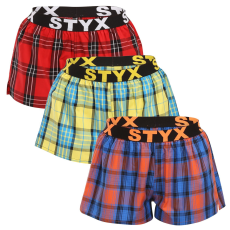  3PACK női bő szárú boxeralsók Styx sportos gumipánt többszínű (3T10236) L