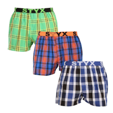  3PACK Többszínű férfi klasszikus boxeralsó Styx sport gumi (3B100619) XL
