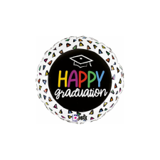  45 cm-es Happy Graduation színes háromszögek fólia lufi party kellék