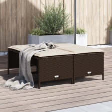  4 db barna polyrattan szék párnákkal kerti bútor