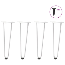  4 db fehér, tömör acél hajtűláb dohányzóasztalhoz 42 cm bútor