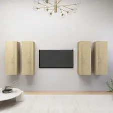  4 db sonoma tölgy szerelt fa TV-szekrény 30,5x30x90 cm bútor
