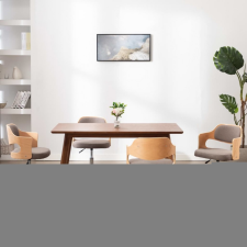  4 db tópszínű hajlított fa és szövet forgó étkezőszék bútor