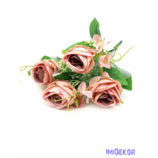  4 fejes rózsa csokor díszítőkkel 32 cm - Mályva dekoráció