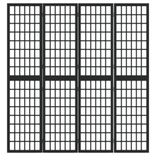  4 paneles fekete japán stílusú összecsukható paraván 160x170 cm bútor