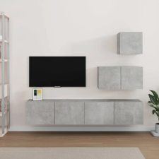  4 részes betonszürke szerelt fa TV-szekrényszett bútor