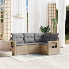  4 részes bézs polyrattan kerti ülőgarnitúra párnákkal kerti bútor