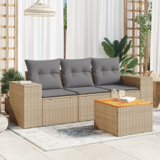4 részes bézs polyrattan kerti ülőgarnitúra párnákkal kerti bútor
