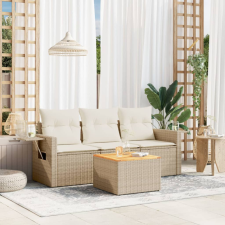 4 részes bézs polyrattan kerti ülőgarnitúra párnákkal kerti bútor