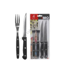  4 részes steak kés és villa készlet kés és bárd