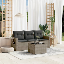  4 részes szürke polyrattan kerti ülőgarnitúra párnákkal kerti bútor