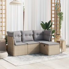 4 részes vegyes bézs polyrattan kerti ülőgarnitúra párnákkal kerti bútor