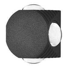  4-Sides-R oldalfali LED lámpatest, (4W) meleg fehér, fekete kültéri világítás