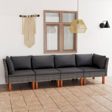 4 személyes szürke polyrattan kerti kanapé párnákkal kerti bútor