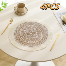  4db Bohém stílusú kerek, kézzel szőtt asztali alátét konyhai eszköz