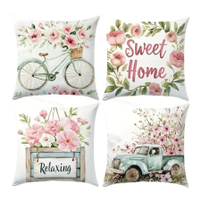  4db Rózsaszín Virágmintás Párnahuzat 45x45cm 601099964683306 lakástextília