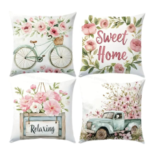  4db Rózsaszín Virágmintás Párnahuzat 45x45cm 601099964683306 lakástextília