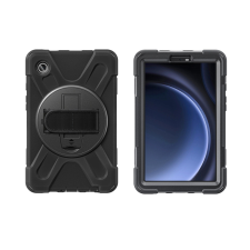 4smarts Rugged Samsung Galaxy Tab A9 közepesen ütésálló tok kitámasztóval, fekete tablet tok