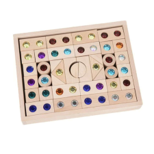  50 darabos bükk kristályablakos építőjáték fajáték