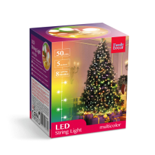 50 db LED-es fényfüzér, 5m, 8 programmal - Többszínű karácsonyfa izzósor