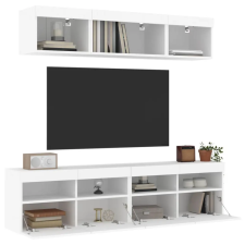  5 darab fehér szerelt fa fali TV-bútor LED-del bútor