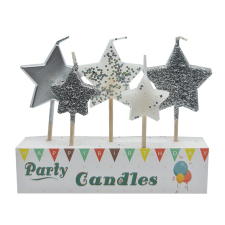  5 darabos gyertya szett – Ezüst csillagok gyertya