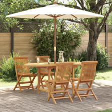  5 darabos kerti étkezőasztal szett tömör fából készült tikfából kerti bútor