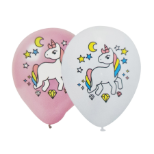  5 darabos latex lufi – Unikornis – Fehér és rózsaszín party kellék