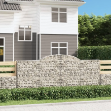  5 db íves horganyzott vas gabion kosár 300x50x120/140 cm kerti tárolás
