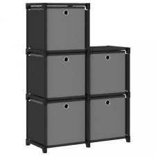  5 rekeszes fekete szövet bemutató polc dobozokkal 103x30x72,5cm bútor