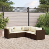  5 részes barna polyrattan kerti ülőgarnitúra párnákkal