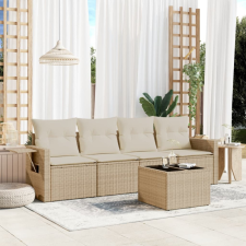 5 részes bézs polyrattan kerti ülőgarnitúra párnákkal kerti bútor
