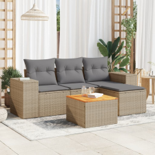  5 részes bézs polyrattan kerti ülőgarnitúra párnákkal kerti bútor
