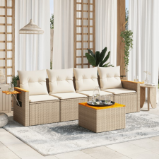 5 részes bézs polyrattan kerti ülőgarnitúra párnákkal kerti bútor