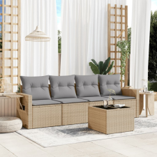 5 részes bézs polyrattan kerti ülőgarnitúra párnákkal kerti bútor