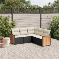 5 részes fekete polyrattan kerti kanapészett párnákkal kerti bútor